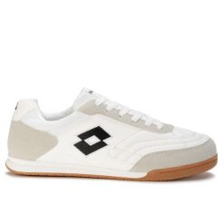 Buty męskie sneakersy sportowe Lotto ATIBA. Białe buty sportowe na co dzień męskie Lotto, z jeansu, bez zapięcia, trekkingowe. Za 129.00 zł.