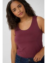 KAFFE curve Top "Erina" w kolorze bordowym rozmiar: L. Czerwone topy damskie KAFFE curve, l, bez wzorów, bez kołnierzyka. Za 60.99 zł.