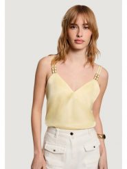 Morgan Top 242-OLAFI Żółty Regular Fit. Żółte topy damskie Morgan, bez wzorów, z syntetyku, bez kołnierzyka. Za 179.99 zł.