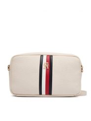 Tommy Hilfiger Torebka Th Corp Ess Camera Bag AW0AW19333 Kremowy. Białe listonoszki damskie Tommy Hilfiger, bez wzorów, ze skóry, bez dodatków. Za 449.99 zł.