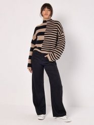 Apricot Sweter w kolorze jasnobrązowo-czarnym rozmiar: L. Brązowe golfy damskie Apricot, l, bez wzorów, bez ramiączek. Za 140.86 zł.