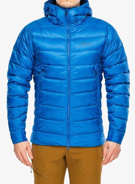 Kurtka puchowa Rab Electron Pro Hoody. Niebieskie kurtki męskie RAB, s, bez wzorów, z materiału, bez kaptura. Za 1,385.99 zł.
