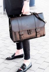 Torba teczka męska SOLIER S28 Preston czarna. Czarne torby męskie na ramię Solier, bez wzorów, z jeansu, do ręki. Za 239.99 zł.