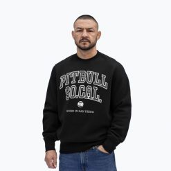 Bluza męska Pitbull So Cal Crewneck. Czarne bluzy bez kaptura męskie PITBULL, bez wzorów, z bawełny, klasyczne, bez kołnierzyka, bez ramiączek. Za 149.99 zł.