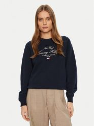 Tommy Hilfiger Bluza Modern Script WW0WW43844 Granatowy Regular Fit. Niebieskie bluzy bez kaptura damskie Tommy Hilfiger, s, z bawełny. Za 319.99 zł.