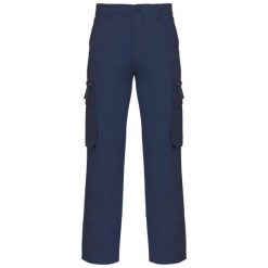 Spodnie cargo Kariban. Niebieskie spodnie materiałowe męskie KARIBAN, bez wzorów, z bawełny. Za 294.00 zł.