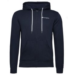 Niebieska Bluza Z Kapturem I Zamkiem Na Pełnym Zamku Champion Dorosłych. Niebieskie bluzy sportowe męskie CHAMPION, bez wzorów, z bawełny, sportowe, bez kołnierzyka, bez ramiączek. Za 249.00 zł.