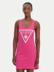Guess Sukienka plażowa E3GP03 JA914 Różowy Regular Fit. Czerwone sukienki damskie Guess, na plażę, xl, z aplikacjami, z bawełny, bez kołnierzyka, bez ramiączek. Za 179.99 zł.