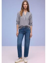 Street One Bluzka w kolorze granatowo-białym rozmiar: 38. Białe bluzki damskie Street One, bez wzorów, z wiskozy, street, bez kołnierzyka, bez ramiączek. Za 114.98 zł.