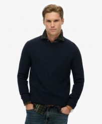 Superdry Lekki sweter teksturowany z bawełny – Relaxed fit. Niebieskie swetry klasyczne damskie Superdry., m, z bawełny, bez kołnierzyka. Za 344.20 zł.