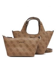 Guess Torebka w kolorze jasnobrązowym - 27 x 17 x 8 cm rozmiar: onesize. Brązowe torebki klasyczne damskie Guess, z aplikacjami, z materiału, bez dodatków. Za 382.99 zł.