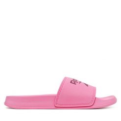 Klapki Reebok. Czerwone klapki damskie Reebok, bez wzorów, bez obcasa. Za 89.99 zł.