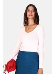 ASSUILI Koszulka w kolorze jasnoróżowym rozmiar: 40. Różowe bluzki damskie Assuili, bez wzorów, z bawełny, klasyczne, bez kołnierzyka, bez ramiączek. Za 95.69 zł.