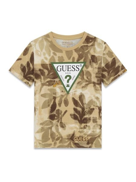 Guess T-Shirt L6GI03 K8HM4 Khaki Regular Fit. Brązowe t-shirty chłopięce Guess, z aplikacjami, z bawełny, bez ramiączek. Za 129.99 zł.