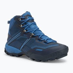 Buty trekkingowe męskie Mammut Ducan II High GTX. Niebieskie buty trekkingowe męskie Mammut, bez zapięcia, trekkingowe. Za 899.99 zł.