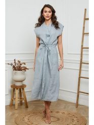 Joséfine Lniana sukienka w kolorze szarym rozmiar: S. Szare sukienki damskie Joséfine, s, bez wzorów, ze lnu, bez kołnierzyka, bez ramiączek, maxi. Za 195.99 zł.