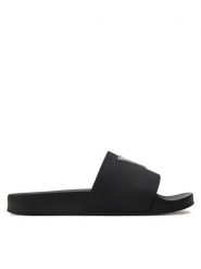Guess Klapki E3GZ12 BB00F Czarny. Czarne klapki damskie Guess, z aplikacjami, z tworzywa sztucznego, bez obcasa. Za 139.99 zł.