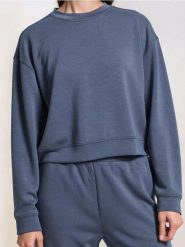 Bluza basic - niebieski. Niebieskie bluzy bez kaptura damskie Sinsay, l, z dzianiny. Za 45.99 zł.