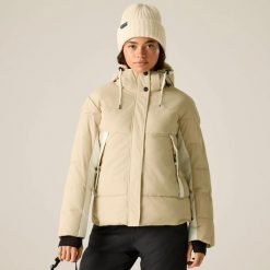 Damska kurtka narciarska Neve. Brązowe kurtki damskie Dare 2b, bez wzorów, z materiału, z kapturem. Za 1,099.99 zł.
