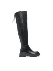 Jenny Fairy Kozaki WS5851-16 Czarny. Czarne kozaki damskie Jenny Fairy, ze skóry, bez obcasa, na płaskiej podeszwie. Za 249.99 zł.