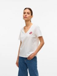 Vero Moda Koszulka w kolorze białym rozmiar: S. Białe bluzki damskie Vero Moda, s, bez wzorów, z bawełny, bez kołnierzyka. Za 48.39 zł.