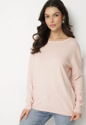 Jasnoróżowy Sweter z Kaszmirem i Ściągaczami Sanaliene. Czerwone swetry klasyczne damskie Born2be, z jeansu, bez kołnierzyka. Za 69.99 zł.