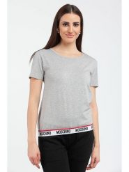 Moschino Koszulka w kolorze szarym rozmiar: L. Szare bluzki damskie MOSCHINO, l, bez wzorów, bez kołnierzyka, bez ramiączek. Za 113.63 zł.