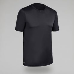 Koszulka UV surfingowa męska Olaian Water T-shirt krótki rękaw. Czarne t-shirty męskie OLAIAN, m, bez wzorów, z dzianiny, bez kołnierzyka. Za 39.99 zł.