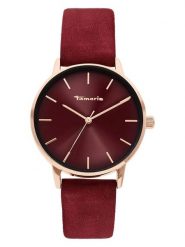 Tamaris Zegarek kwarcowy w kolorze bordowo-różowozłotym rozmiar: onesize. Czerwone, analogowe zegarki damskie Tamaris, metalowe. Za 165.99 zł.