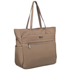 Shopper na ramię Peterson PTN CTY-10 beżowy. Brązowe shopper bag damskie Peterson, bez wzorów, z nylonu, na ramię, bez dodatków. Za 89.99 zł.