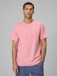 4F T-shirt regular gładki męski - różowy M. Czerwone t-shirty męskie 4f, m, bez wzorów, z materiału, bez kołnierzyka. Za 49.99 zł.