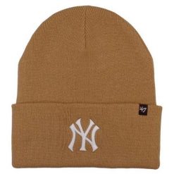 Czapka Unisex Dla Dorosłych New York Yankees. Brązowe czapki męskie 47 Brand, bez wzorów, z materiału. Za 165.99 zł.