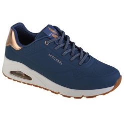 Buty sportowe Sneakersy damskie, Uno-Shimmer Away. Niebieskie buty sportowe na co dzień damskie Skechers, bez wzorów, trekkingowe, Skechers Sport. Za 299.99 zł.