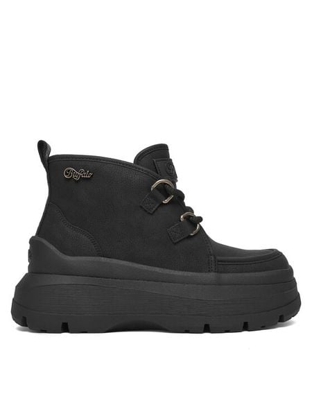 Buffalo Botki Olympia Chukka Warm 1622613 Czarny. Czarne botki damskie Buffalo, ze skóry, bez obcasa, na płaskiej podeszwie, bez zapięcia. Za 399.99 zł.