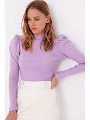 Trend Alacati Sweter w kolorze fioletowym rozmiar: S. Różowe golfy damskie Trend Alacati, s, bez wzorów, z bawełny, bez ramiączek. Za 61.89 zł.