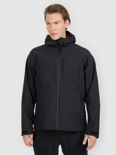 4F Kurtka trekkingowa membrana 10000 męska - czarna S. Czarne kurtki męskie 4f, m, bez wzorów, bez kaptura. Za 399.99 zł.