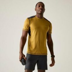Męska koszulka z krótkim rękawem Virda Active Mesh T-shirt. Czarne t-shirty męskie Regatta, m, bez wzorów, z elastanu, bez kołnierzyka. Za 77.20 zł.