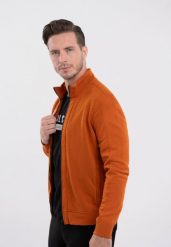 Bluza bawełniana ze stójką B-KAD. Brązowe bluzy bez kaptura męskie Volcano, m, z bawełny. Za 169.99 zł.