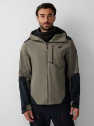 4F Kurtka trekkingowa membrana 10000 męska - khaki L. Brązowe kurtki męskie 4f, na zimę, l, bez wzorów, klasyczne, bez kaptura. Za 399.99 zł.