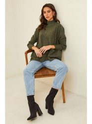 Soft Cashmere Sweter w kolorze khaki rozmiar: 38/40. Brązowe golfy damskie Soft Cashmere, bez wzorów, z kaszmiru, bez ramiączek. Za 104.99 zł.