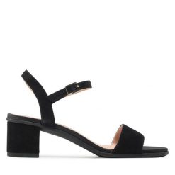 Sandały Geox. Czarne sandały damskie Geox, bez wzorów, bez obcasa, na słupku. Za 289.99 zł.