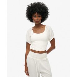 Bluzka tkana z marszczeniami. Białe bielizna termoaktywna damska Superdry., bez wzorów. Za 142.80 zł.