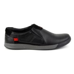 KOMODO Buty męskie skórzane mokasyny 934K czarne. Czarne mokasyny męskie z materiału. Za 351.82 zł.