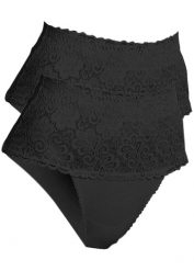 Figi shape (2 pary), silny stopień modelowania sylwetki. Białe figi damskie bonprix, bez wzorów, z koronki. Za 79.99 zł.