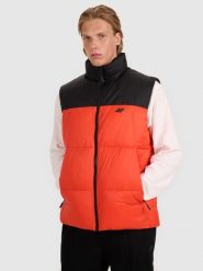 4F Bezrękawnik puchowy z wypełnieniem syntetycznym męski - czerwony 3XL. Czerwone kamizelki męskie 4f, m, z dzianiny. Za 249.99 zł.