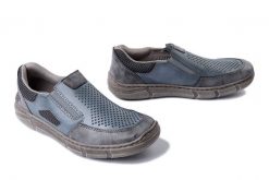 RIEKER 04051-12 blue combination, półbuty męskie. Niebieskie półbuty męskie Rieker, na lato, bez zapięcia. Za 251.93 zł.