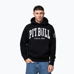 Bluza męska Pitbull Norton Hooded. Czarne bluzy bez kaptura męskie PITBULL, bez wzorów, z bawełny, bez kołnierzyka, bez ramiączek. Za 189.99 zł.