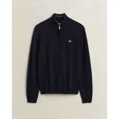 Sweter rozpinany do połowy Gant Superfine. Niebieskie kardigany męskie Gant, xl, bez wzorów, z dzianiny, bez kołnierzyka. Za 477.50 zł.