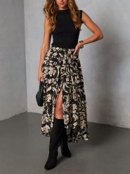 LA Angels Spódnica w kolorze beżowo-czarnym rozmiar: M. Brązowe spódniczki damskie LA Angels, m, bez wzorów, z wiskozy, z podwyższonym stanem, maxi, asymetryczne. Za 168.95 zł.