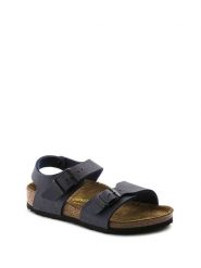 Birkenstock Skórzane sandały "New York" w kolorze granatowym rozmiar: 31. Niebieskie sandały damskie Birkenstock, bez wzorów, z nubiku, bez obcasa. Za 211.45 zł.